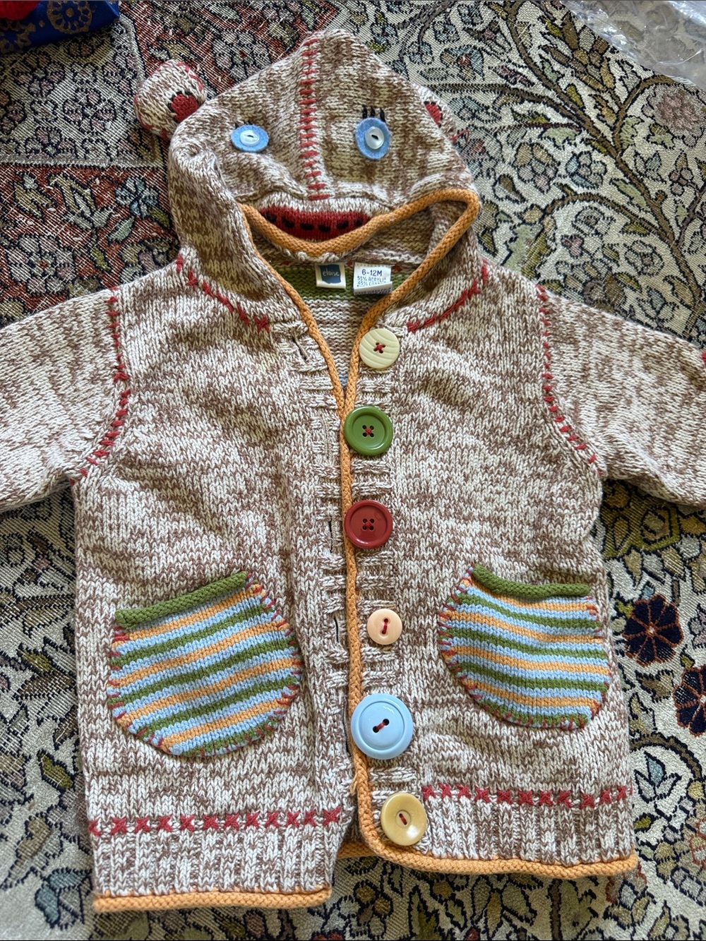 Sock monkey 🙈🙊🙉 toddler sweater 6-12m👀❤️